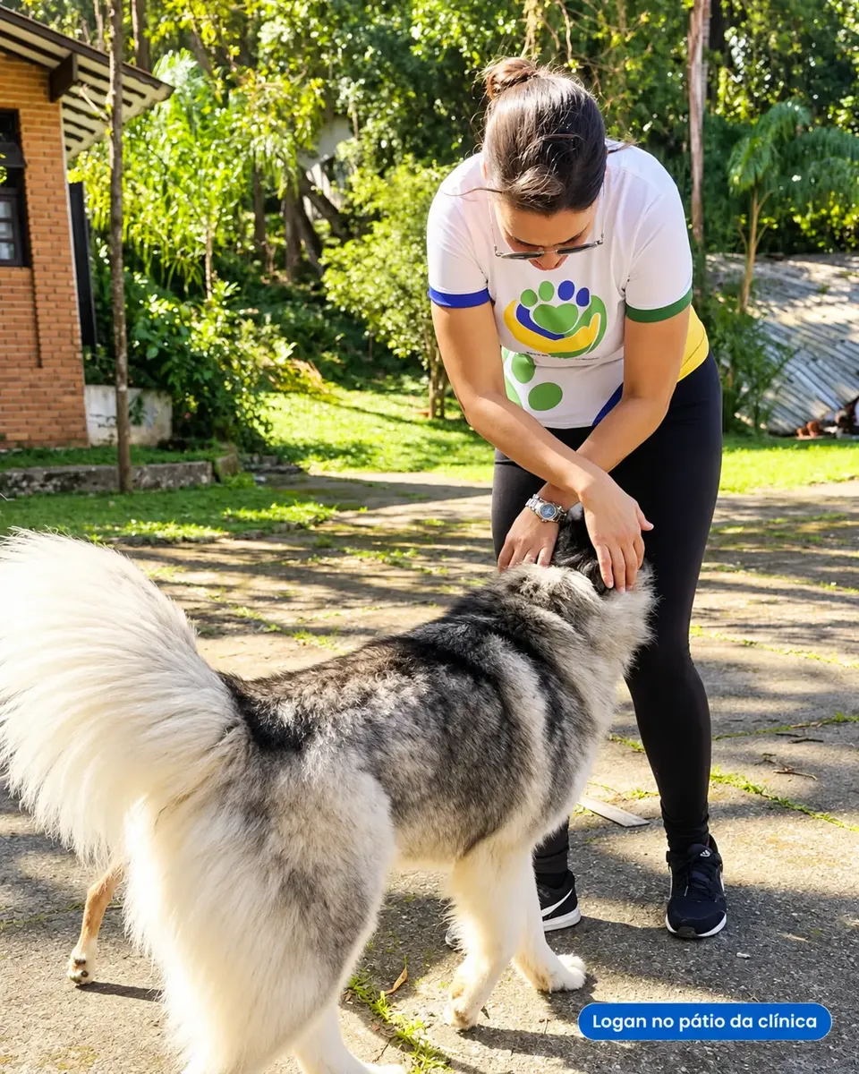 Carinho no pátio da clínica
